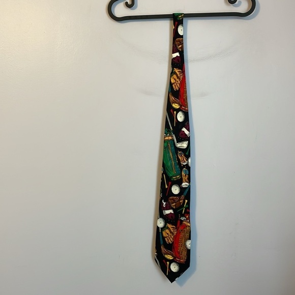 Addiction Vintage Silk Golf Necktie Tie Golf Ball Bag Tee Club Made in Korea - Picture 2 of 16